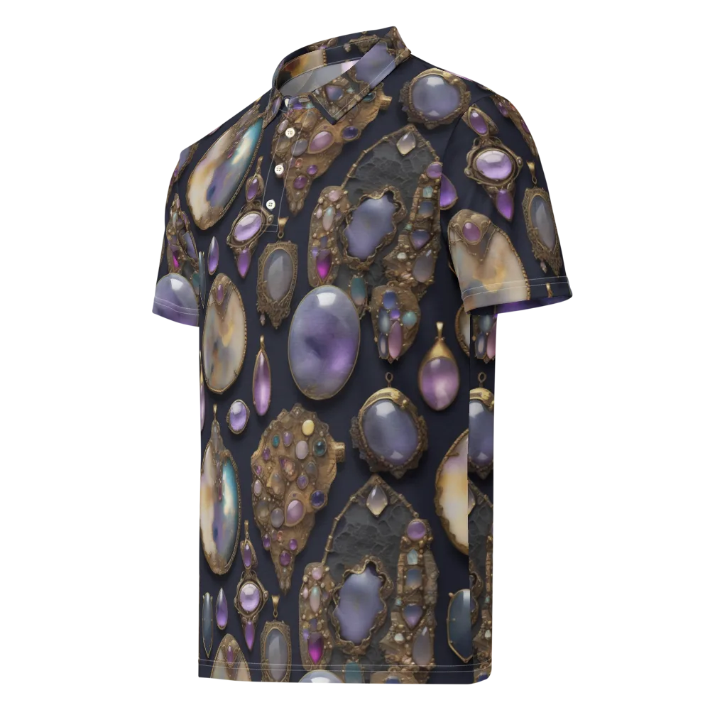 Amethyst Reliquary on Men's Slim Fit Polo Shirt — Left Front