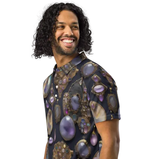 Amethyst Reliquary on a Men's Slim Fit Polo Shirt