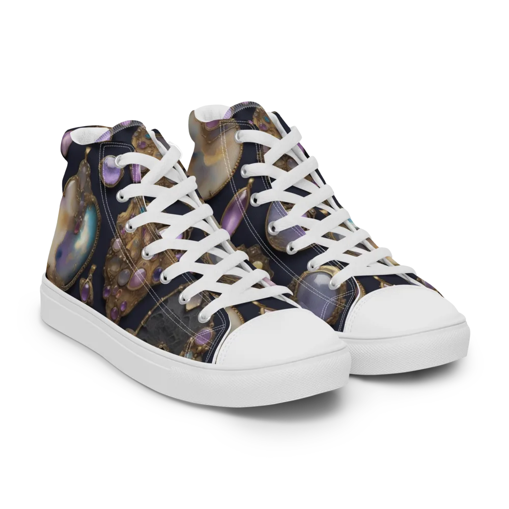 Amethyst Reliquary on Men's High Top Canvas Shoes — Right Front
