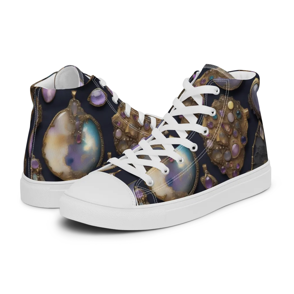 Amethyst Reliquary on Men's High Top Canvas Shoes — Left