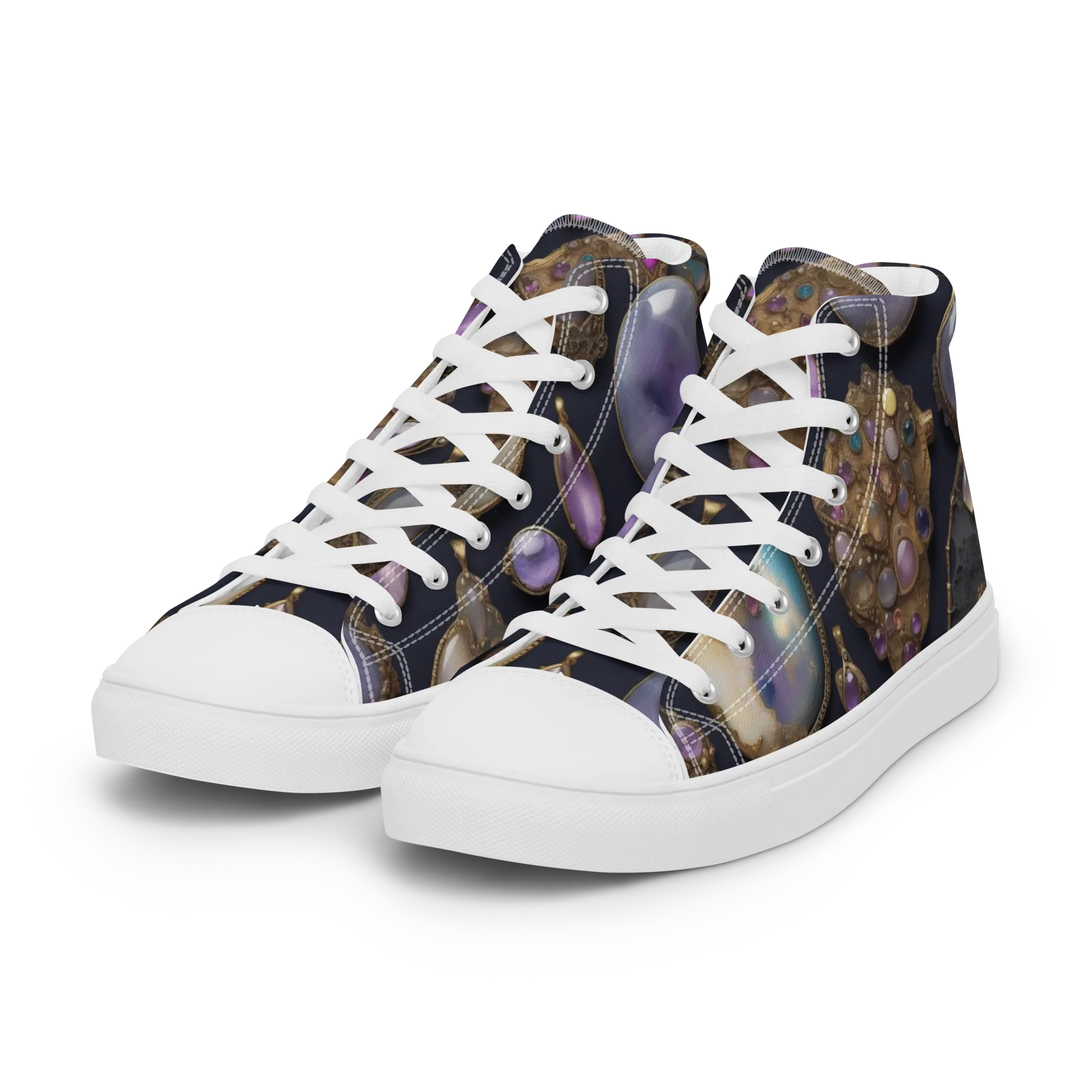 Amethyst Reliquary on Women's High Top Canvas Shoes — Left Front