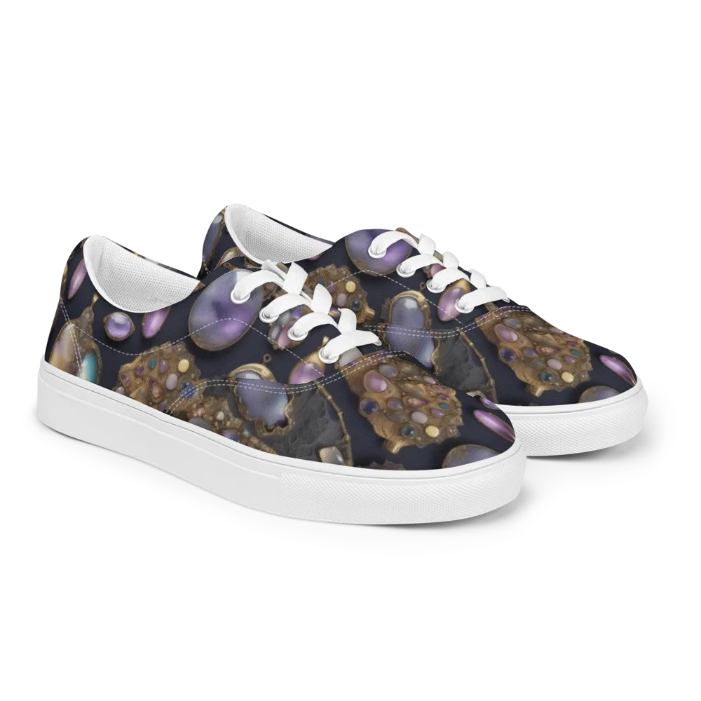Amethyst Reliquary on Men's Lace-Up Canvas Shoes — Right Front