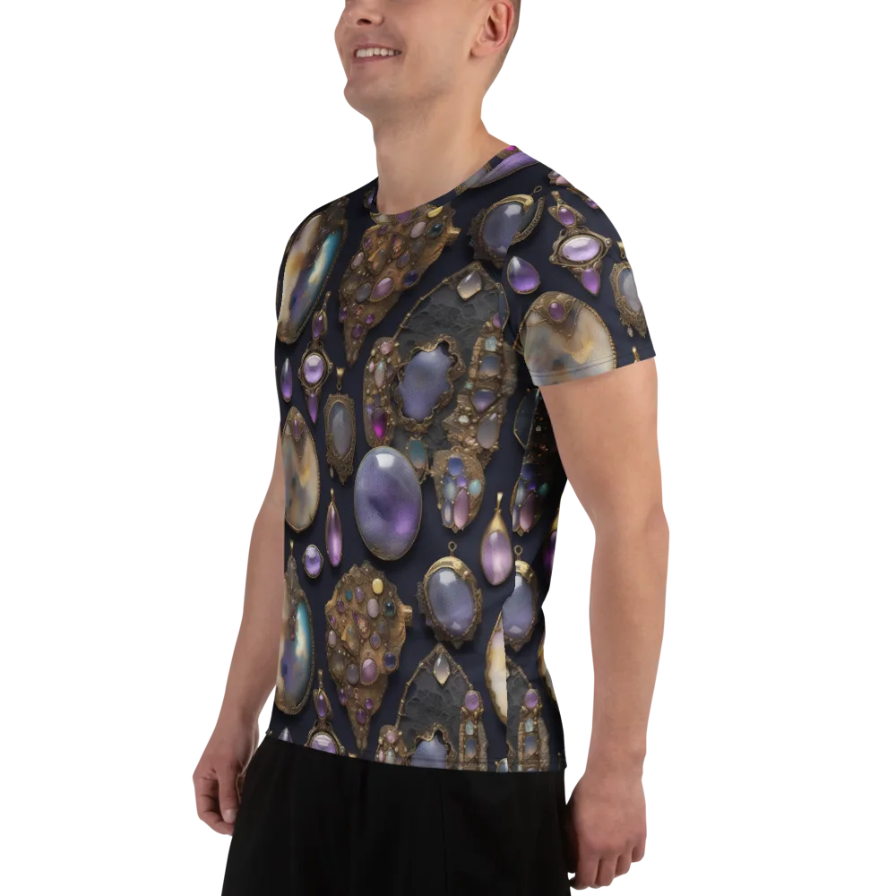 Amethyst Reliquary on Men's Athletic T-Shirt — Left