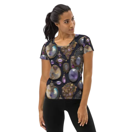 Amethyst Reliquary on a Women's Athletic T-Shirt