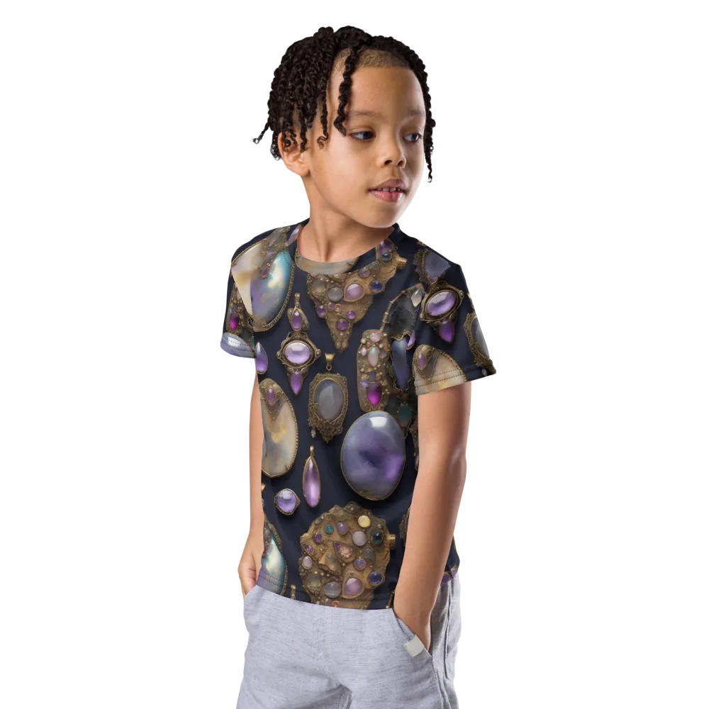 Amethyst Reliquary on Kids Crew Neck T-Shirt — Left Front