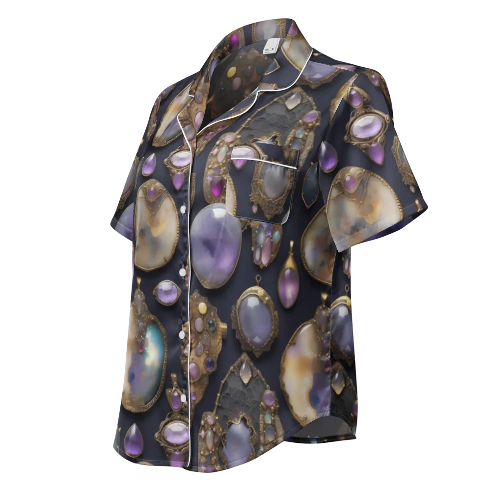 Amethyst Reliquary on Women's Short Sleeve Pajama Top — Left Front
