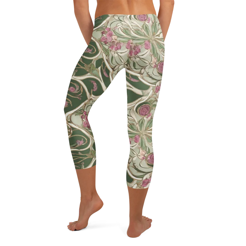 Verdant Arabesque on Capri Leggings — Back