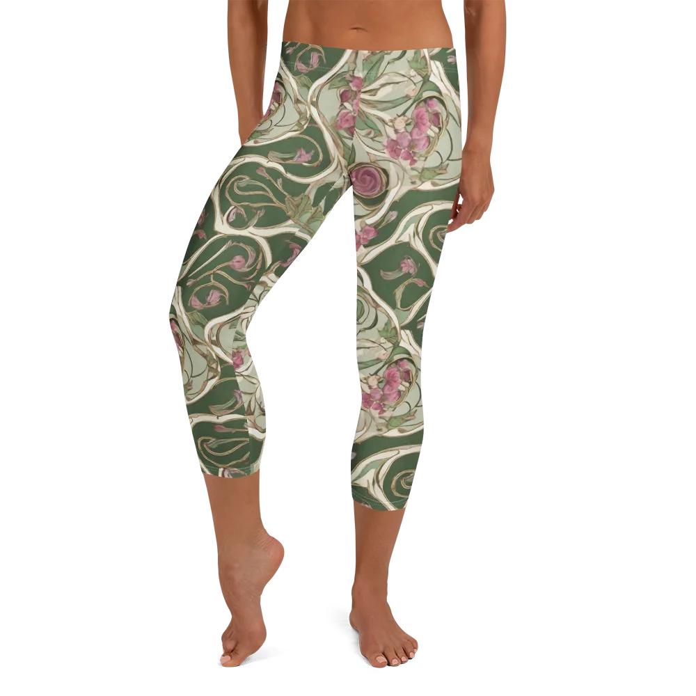 Verdant Arabesque on Capri Leggings — Front