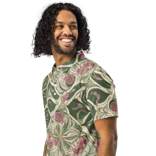 Verdant Arabesque on a Men's Slim Fit Polo Shirt