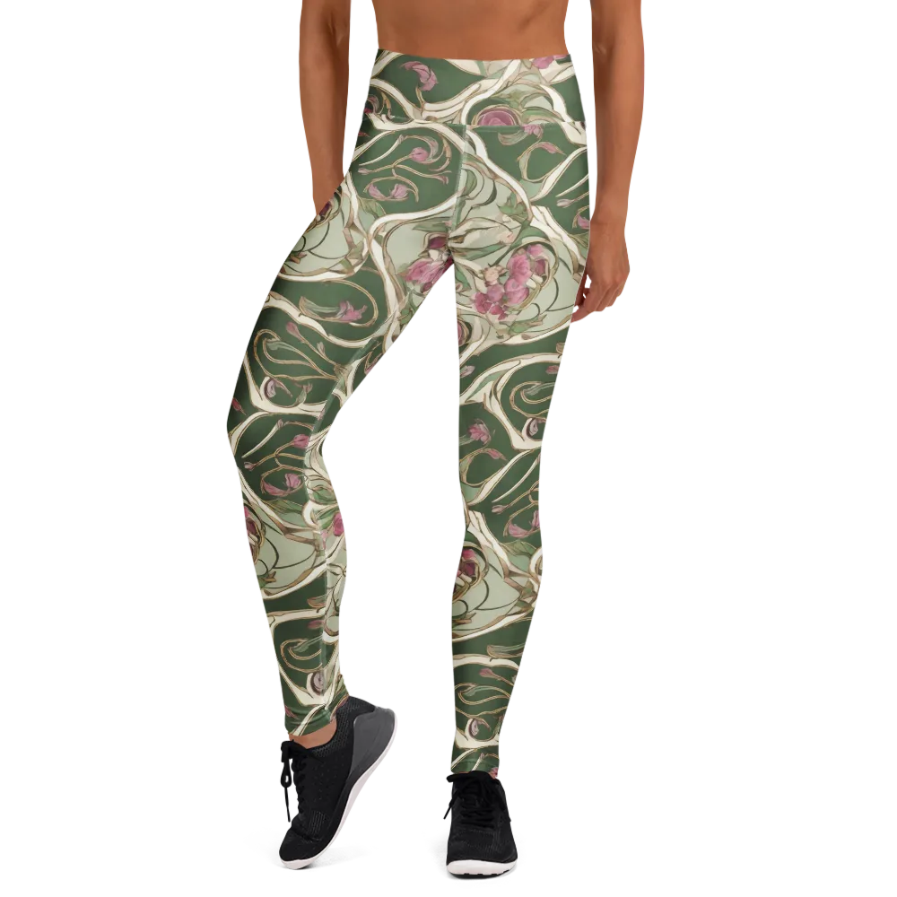 Verdant Arabesque on Yoga Leggings — Front
