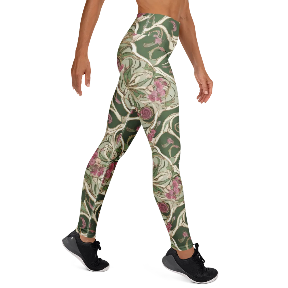 Verdant Arabesque on Yoga Leggings — Right