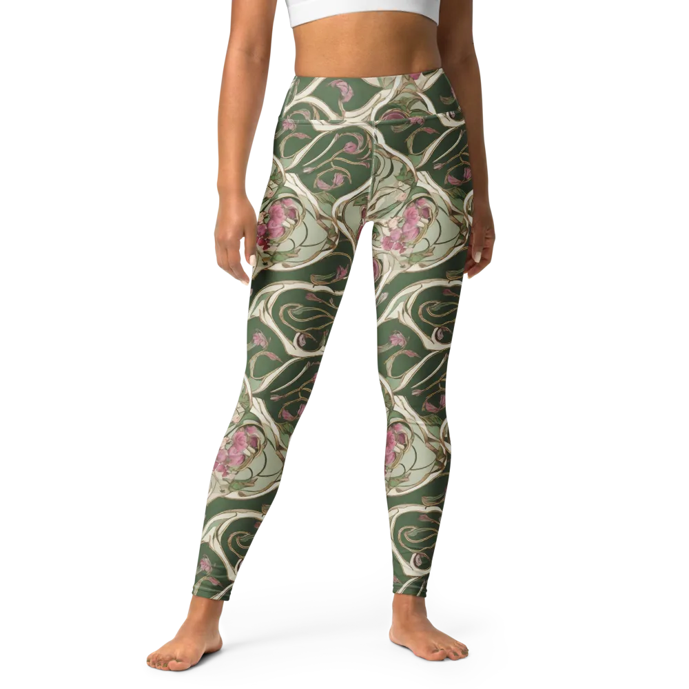 Verdant Arabesque on Yoga Leggings — Front