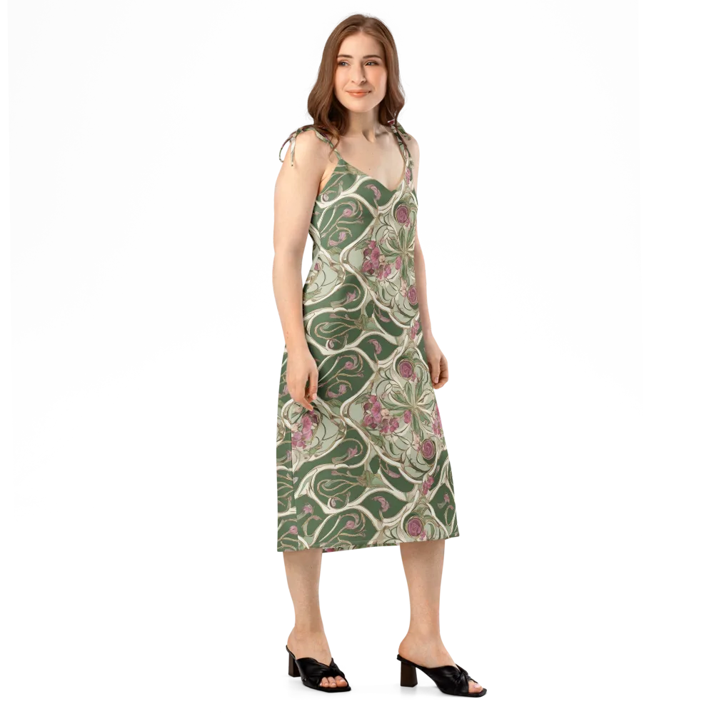 Verdant Arabesque on Slip Dress — Right Front