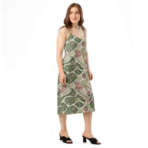 Verdant Arabesque on a Slip Dress
