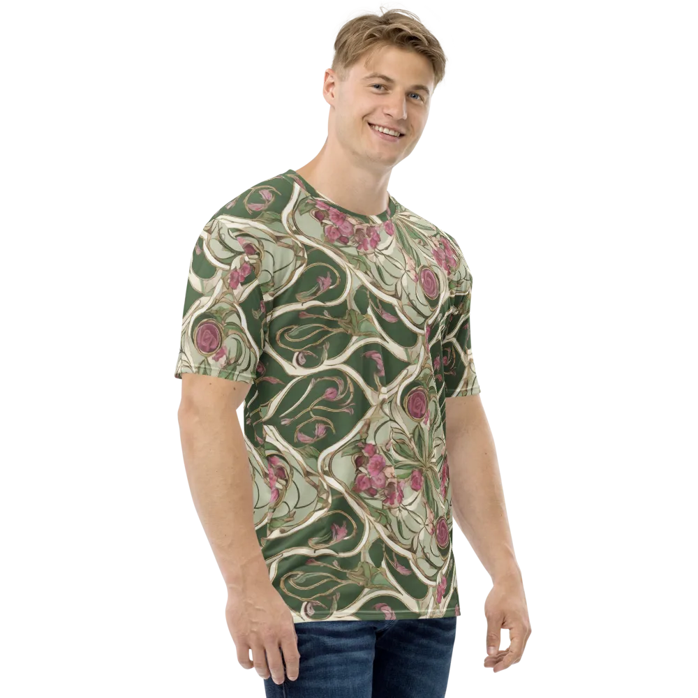 Verdant Arabesque on Men's Crew Neck T-Shirt — Right
