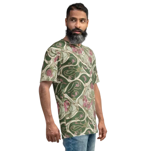 Verdant Arabesque on a Men's Crew Neck T-Shirt