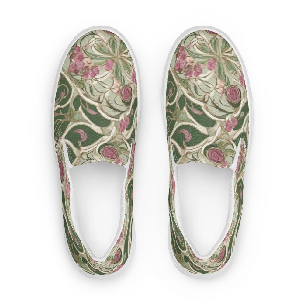 Verdant Arabesque on Men's Slip-On Canvas Shoes — Front
