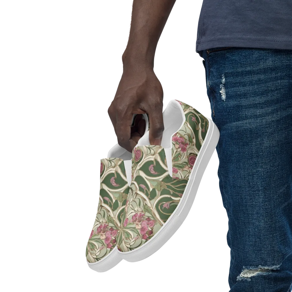 Verdant Arabesque on Men's Slip-On Canvas Shoes — Left Front