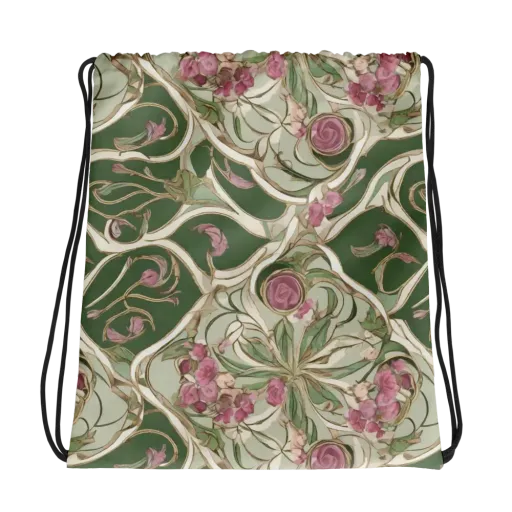 Verdant Arabesque on a Drawstring Bag