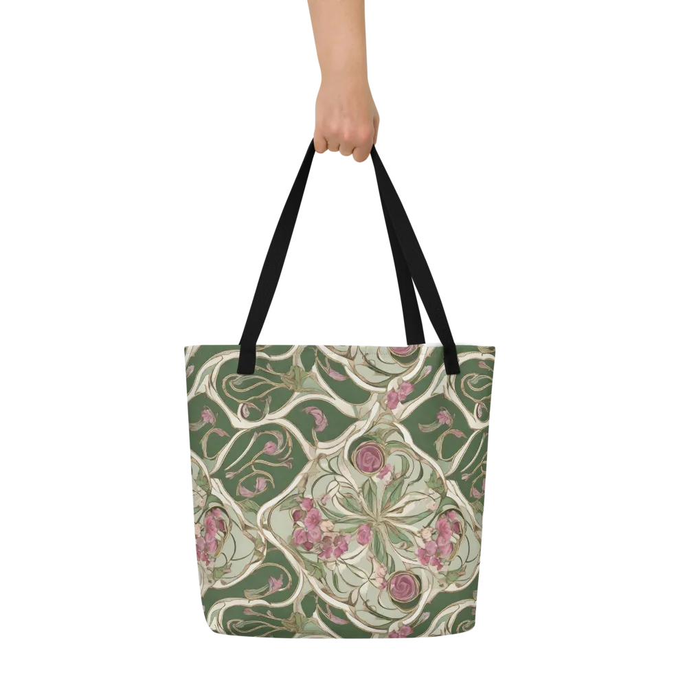 Verdant Arabesque on Large Tote Bag W/ Pocket — Front