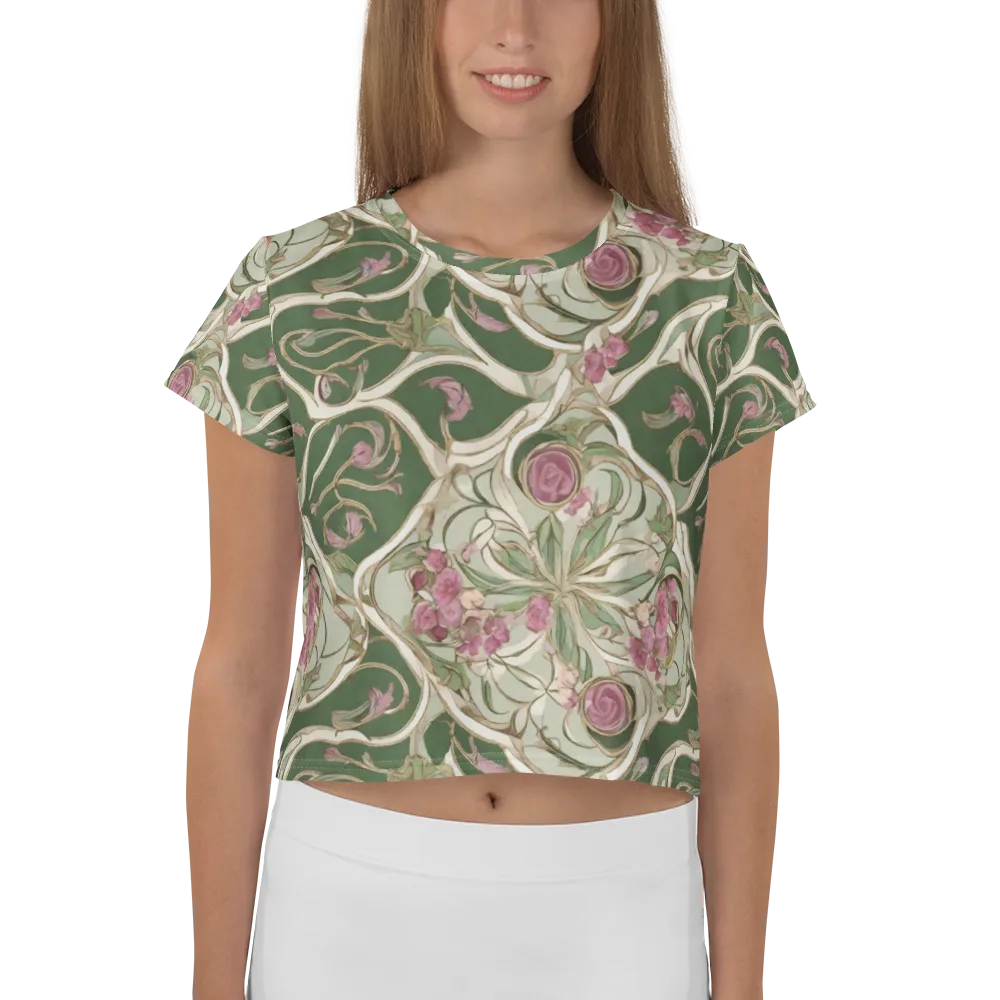 Verdant Arabesque on Crop Tee — Front