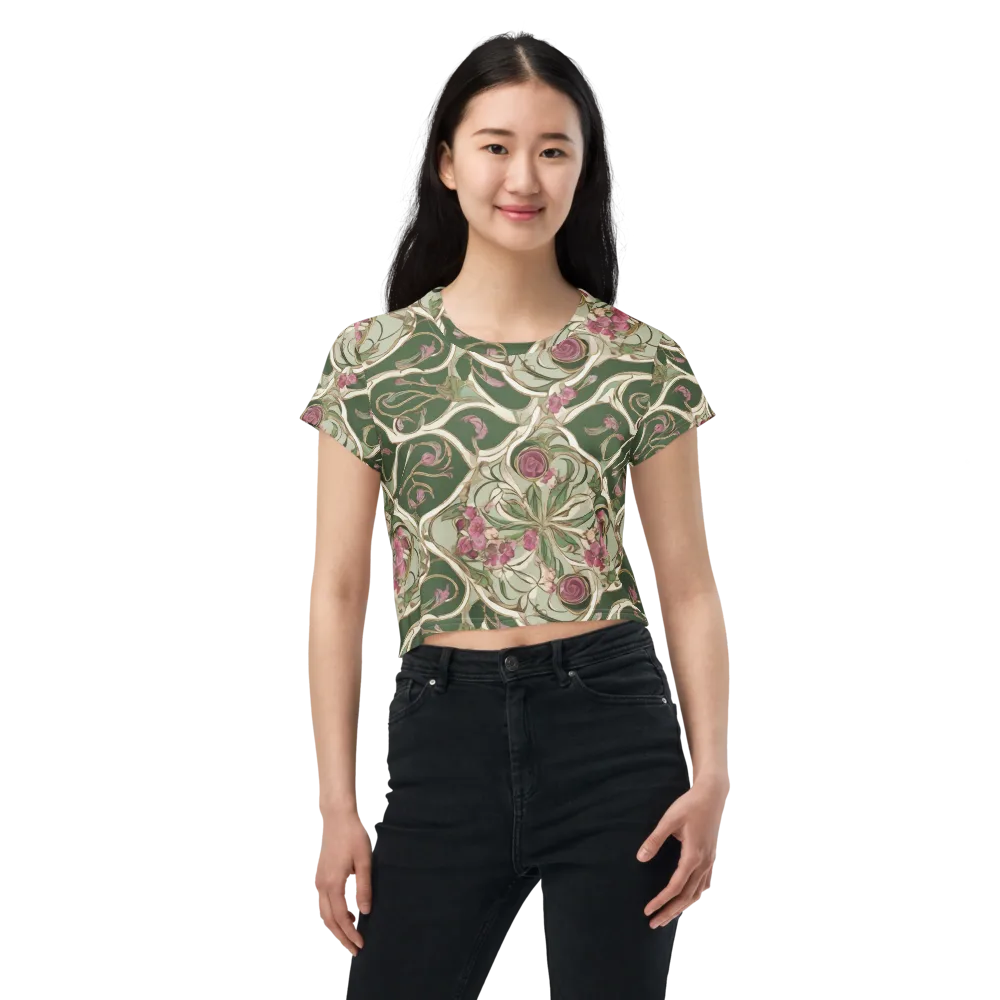 Verdant Arabesque on Crop Tee — Front