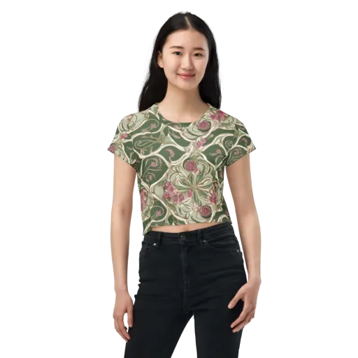 Verdant Arabesque on a Crop Tee
