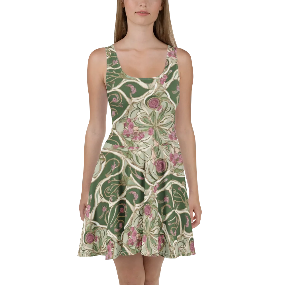 Verdant Arabesque on Skater Dress — Front