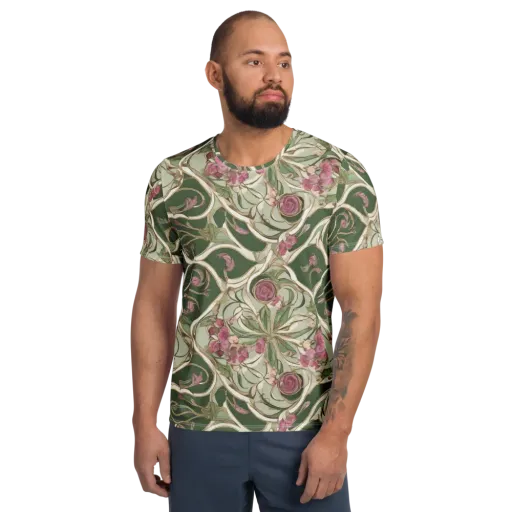 Verdant Arabesque on a Men's Athletic T-Shirt