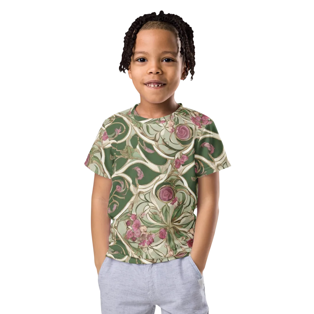 Verdant Arabesque on Kids Crew Neck T-Shirt — Front