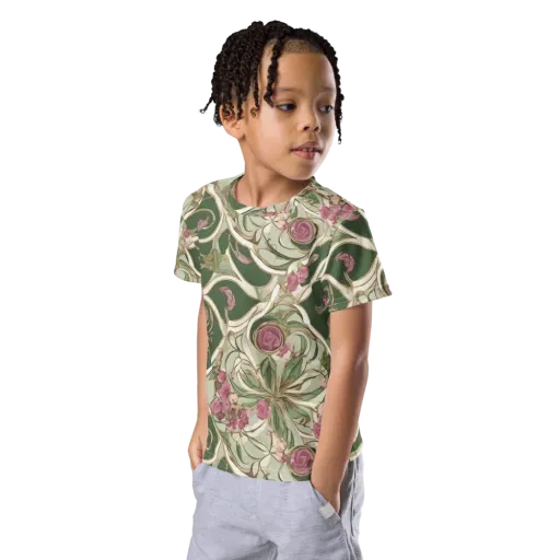 Verdant Arabesque on a Kids Crew Neck T-Shirt