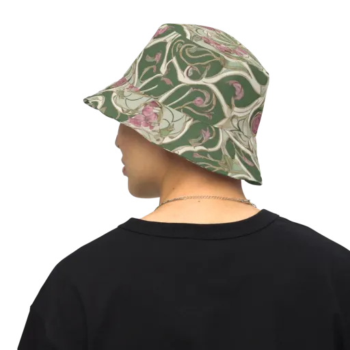 Verdant Arabesque on a Reversible Bucket Hat