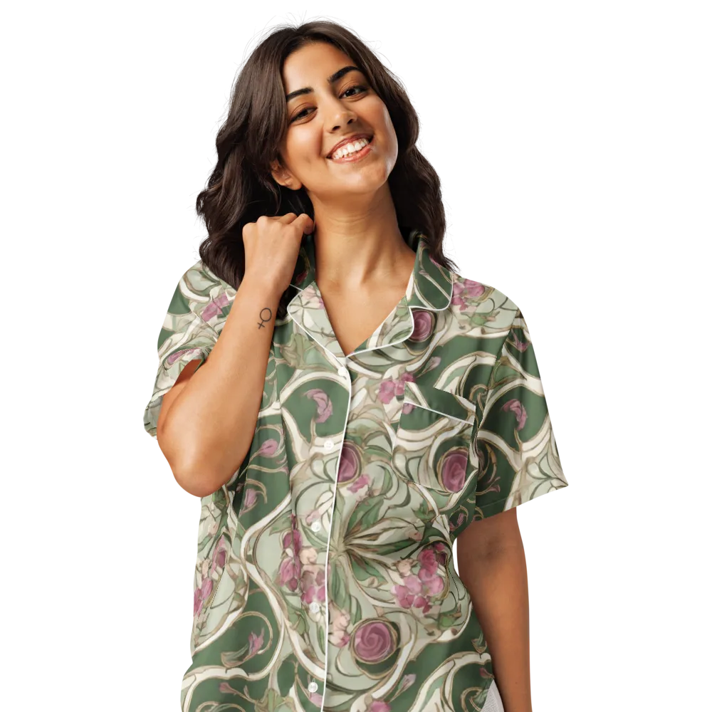 Verdant Arabesque on Women's Short Sleeve Pajama Top — Front
