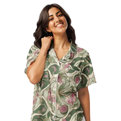 Verdant Arabesque on a Women's Short Sleeve Pajama Top