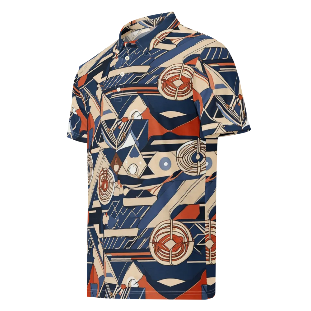 Nautical Circuit on Men's Slim Fit Polo Shirt — Left Front