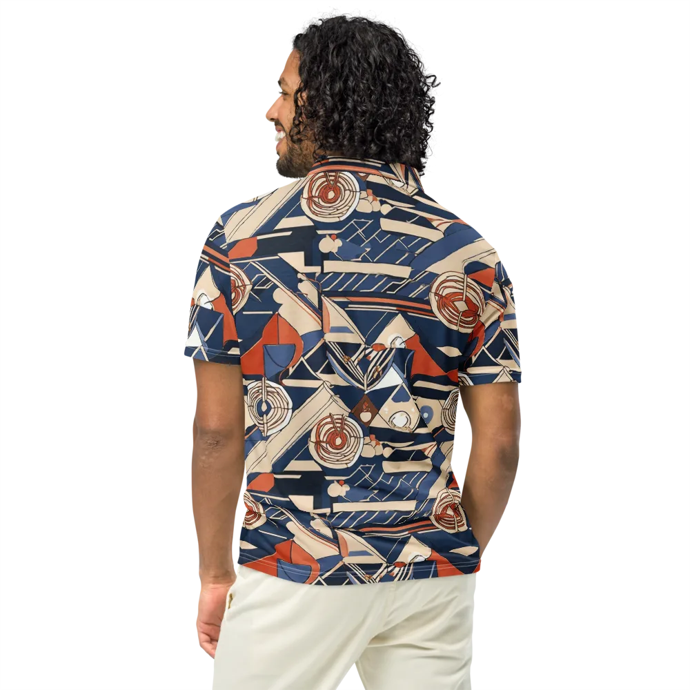 Nautical Circuit on Men's Slim Fit Polo Shirt — Back