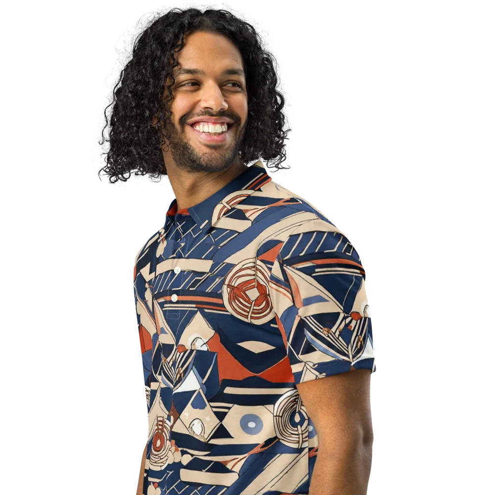 Nautical Circuit on Men's Slim Fit Polo Shirt — Left Front