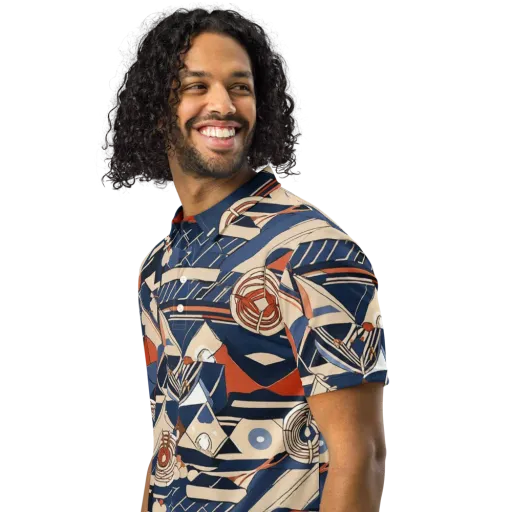Nautical Circuit on a Men's Slim Fit Polo Shirt