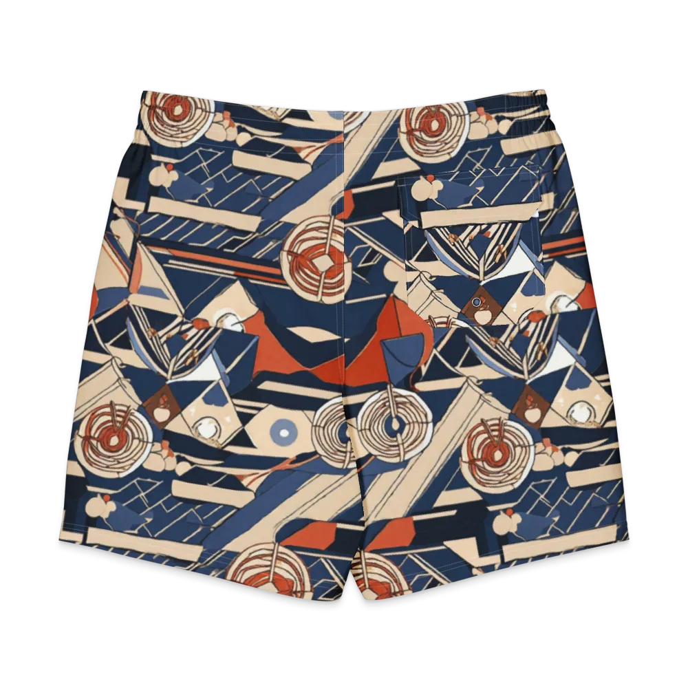 Nautical Circuit on Men's Board Shorts — Back