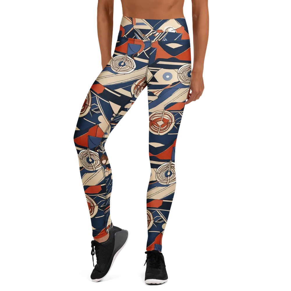 Nautical Circuit on Yoga Leggings — Front