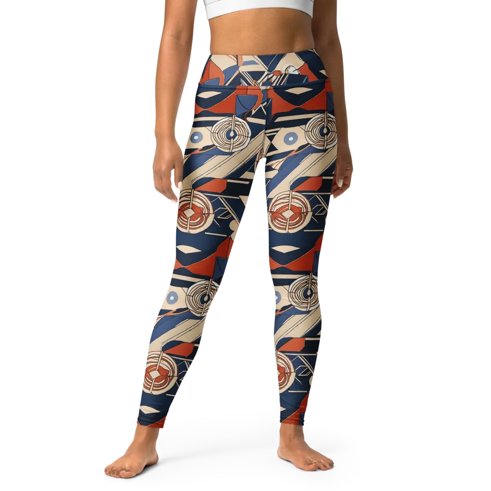 Nautical Circuit on Yoga Leggings — Front