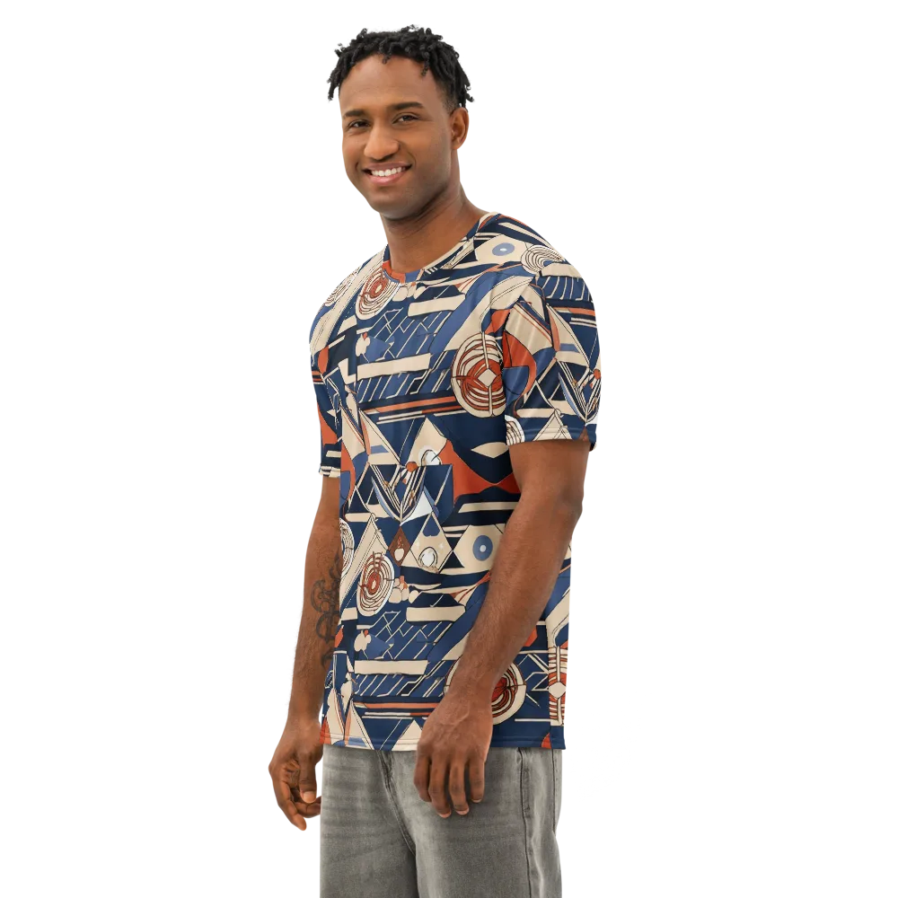 Nautical Circuit on Men's Cotton Crew Neck T-Shirt — Left Front