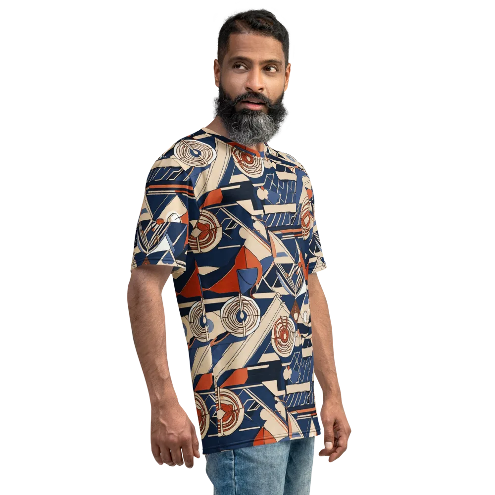 Nautical Circuit on Men's Crew Neck T-Shirt — Right