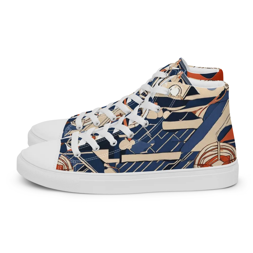 Nautical Circuit on Men's High Top Canvas Shoes — Left