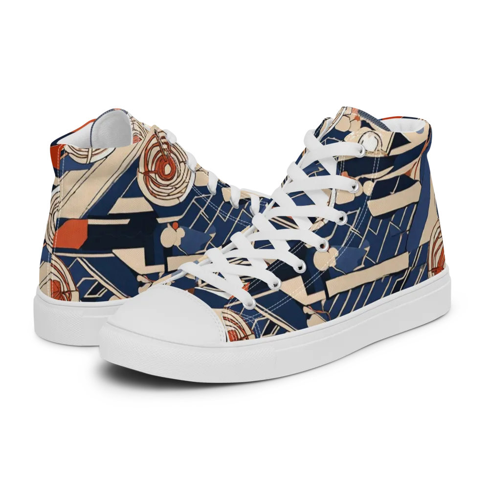 Nautical Circuit on Men's High Top Canvas Shoes — Left
