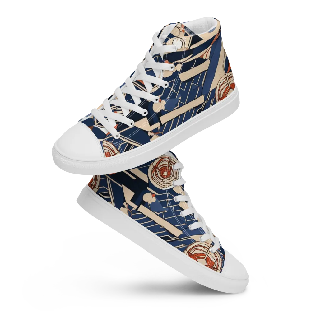 Nautical Circuit on Men's High Top Canvas Shoes — Front