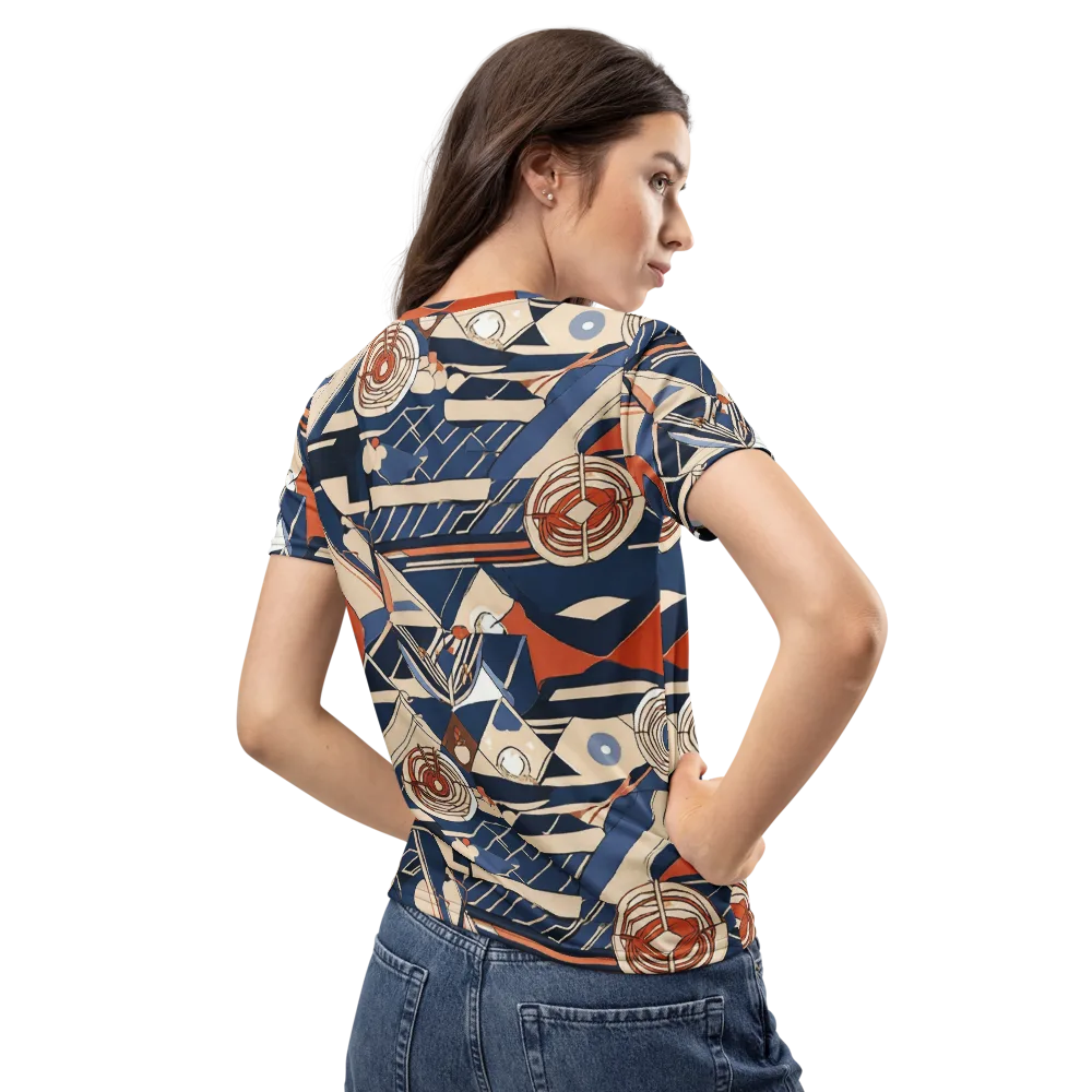 Nautical Circuit on Women's Crew Neck T-Shirt — Back