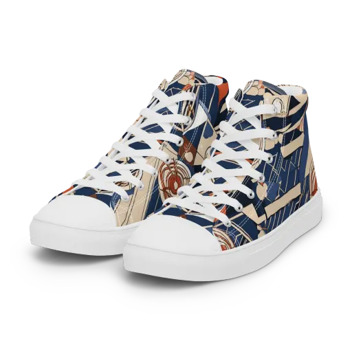 Nautical Circuit on a Women's High Top Canvas Shoes