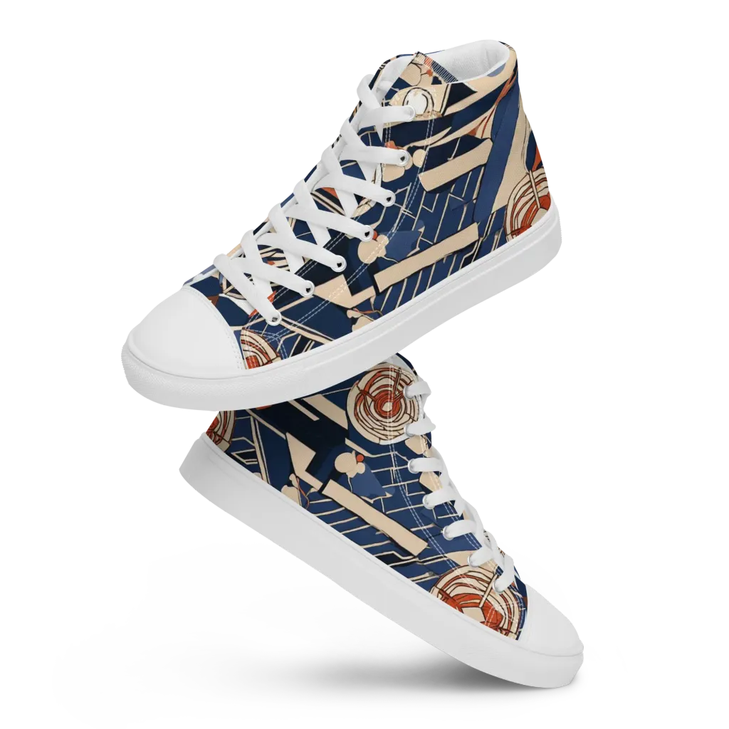 Nautical Circuit on Women's High Top Canvas Shoes — Front