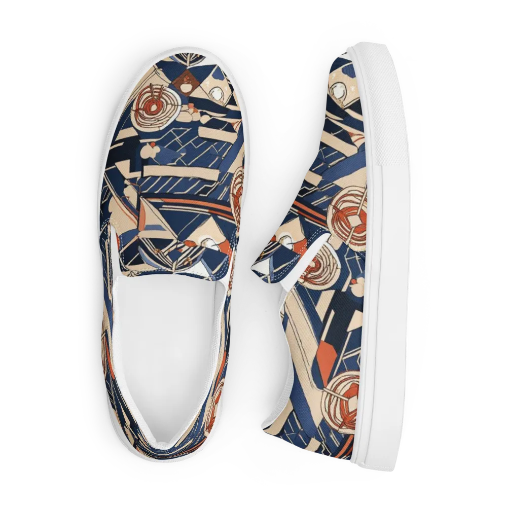 Nautical Circuit on Men's Slip-On Canvas Shoes — Front